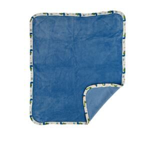 Le Bebe Favorite Green Blue Dinosaur Dino Baby Blanket Lovey Plush Trim Edge